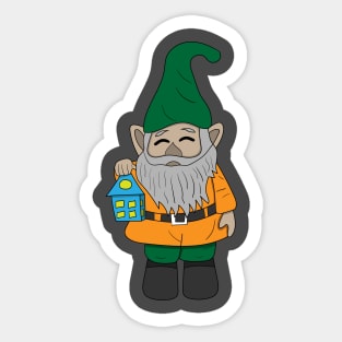 cute gnome with lantern Sticker